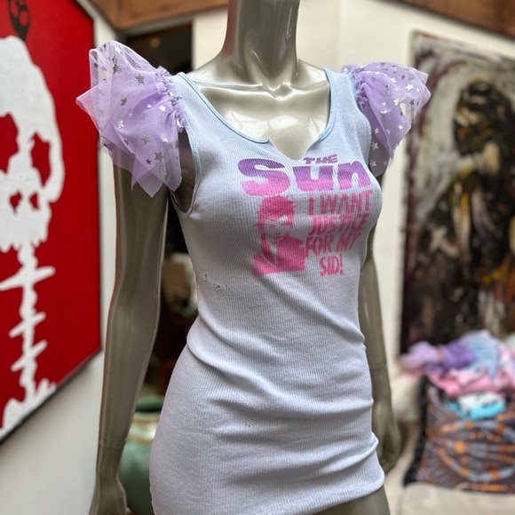 SID VICOUS I want Justice for my Sid! Punk rock graffiti distressed Tank top M - Picture 4 of 15